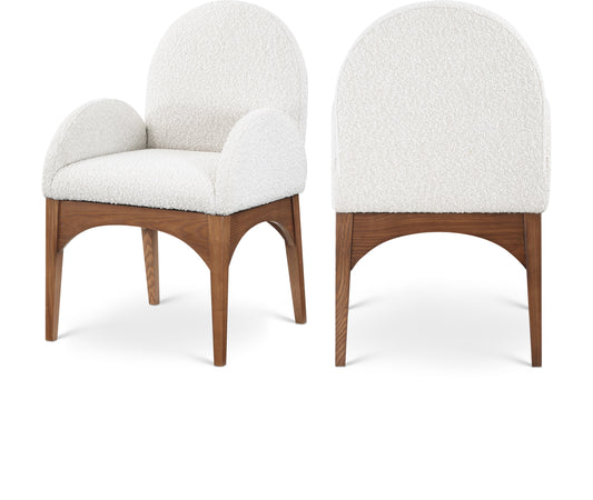 Waldorf Boucle Upholstered Dining Arm Chair – Elegant and Cozy Textured Fabric Seating