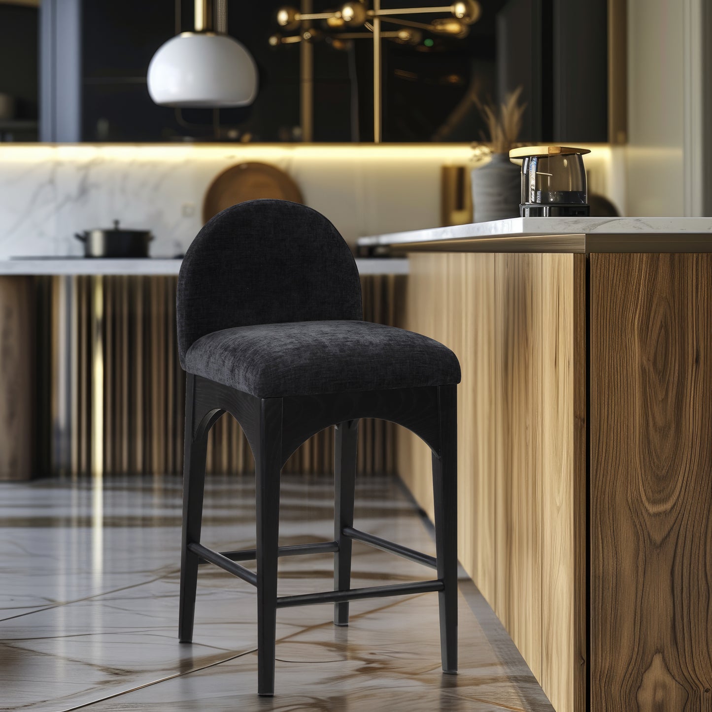 Waldorf Chenille Fabric Upholstered Counter Stool – Soft Textured Seating with Modern Style