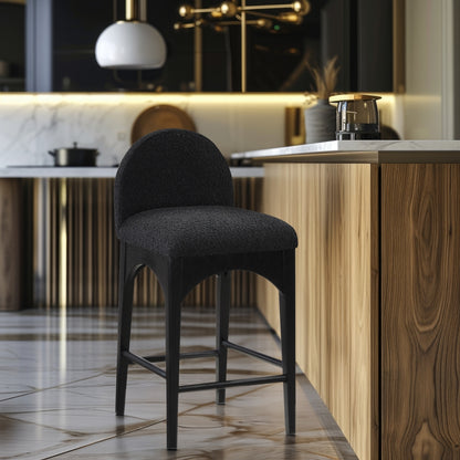 Waldorf Boucle Upholstered Counter Stool – Modern Textured Fabric Stool for Kitchen or Bar