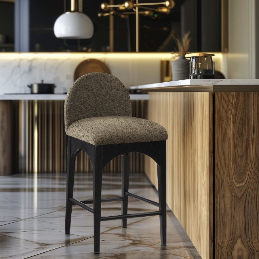 Waldorf Boucle Upholstered Counter Stool – Modern Textured Fabric Stool for Kitchen or Bar