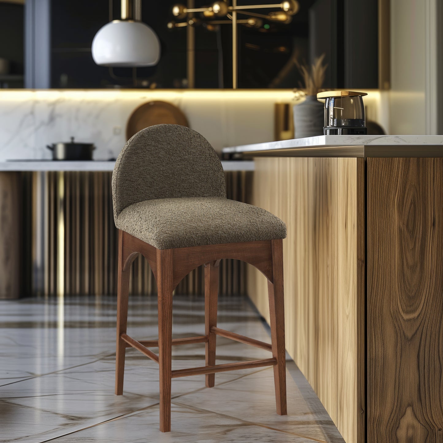 Waldorf Boucle Fabric Upholstered Counter Stool – Modern Textured Seating for Kitchen or Bar