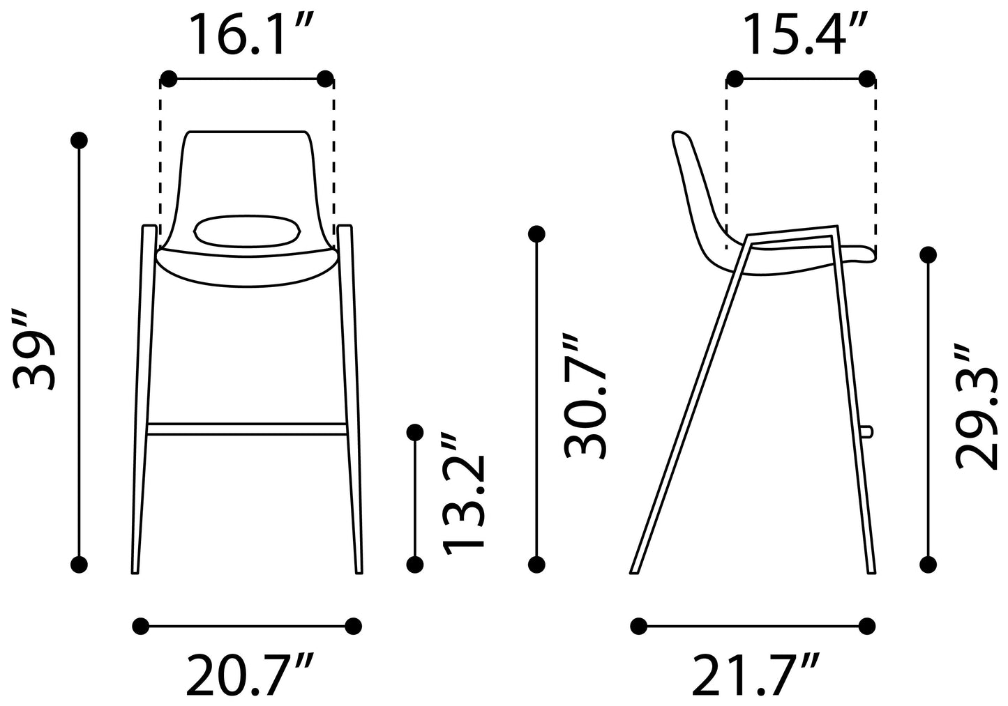 Desi Barstool (Set of 2) Brown & Walnut