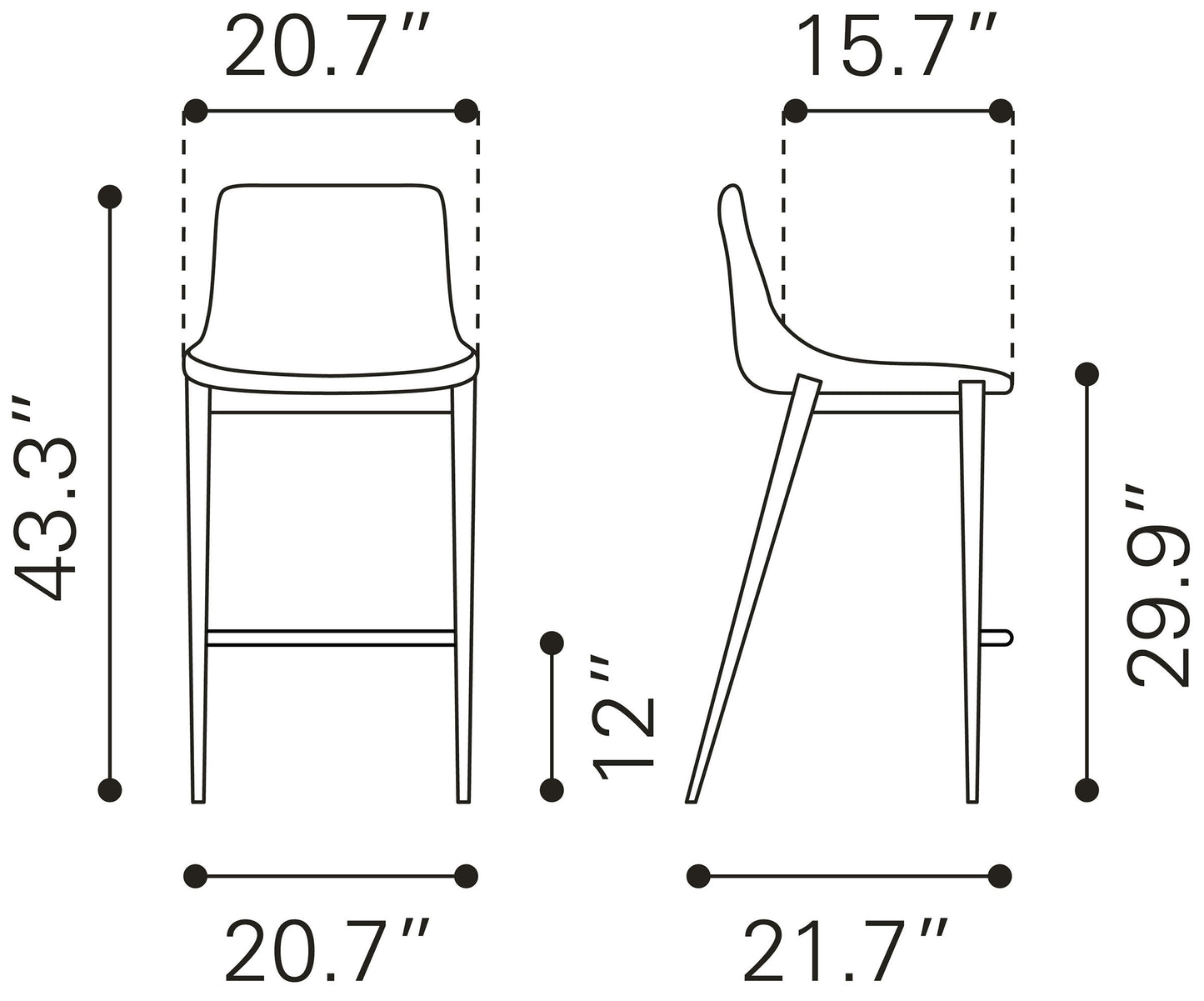 Magnus Barstool (Set of 2) Brown & Walnut