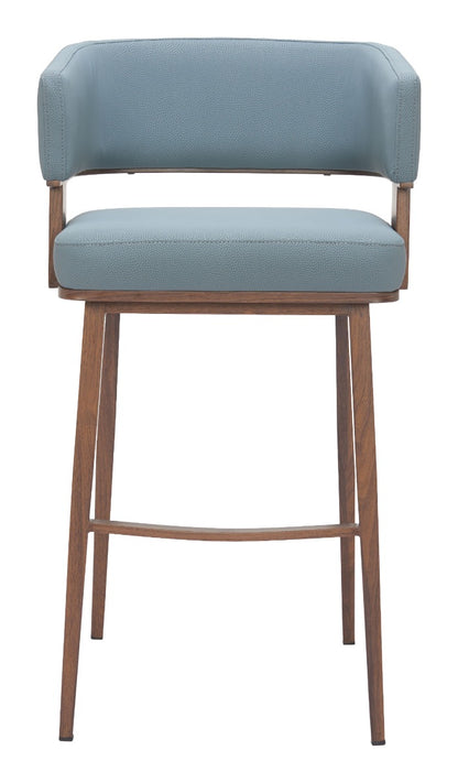 Poise Barstool (Set of 2) Azure Gray & Walnut