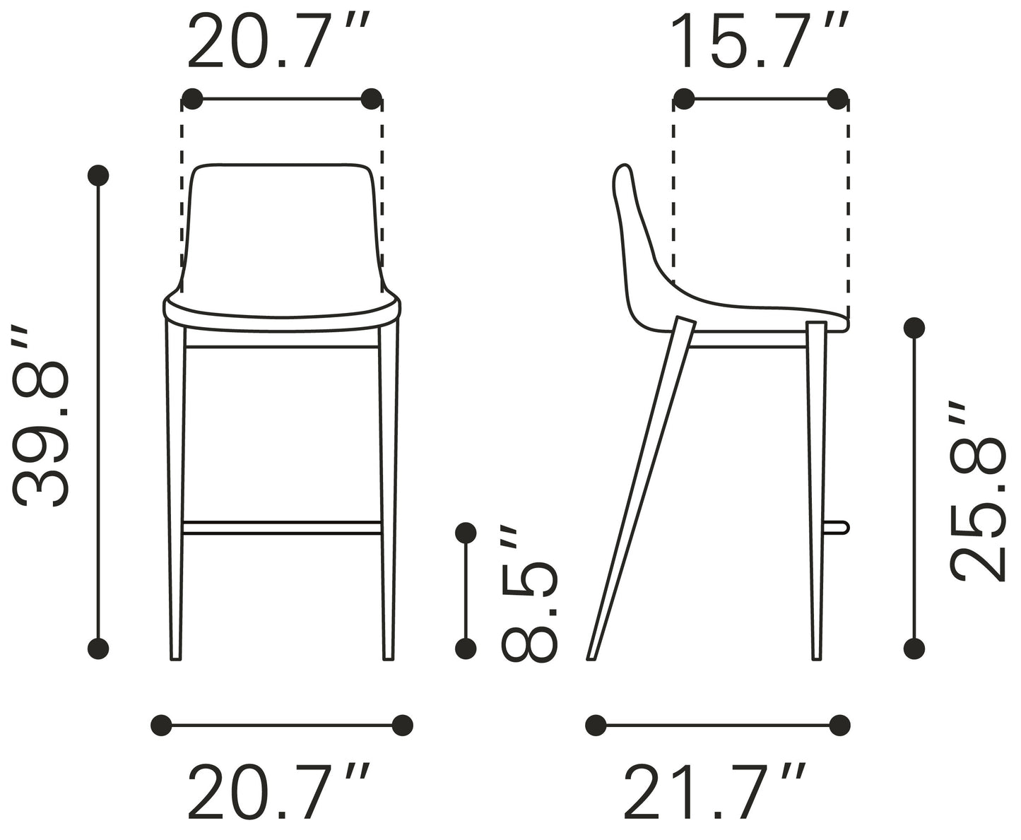 Magnus Counter Stool (Set of 2) Black & Walnut