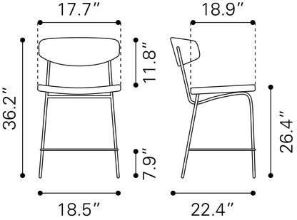 Charon Counter Stool (Set of 2) Vintage Brown