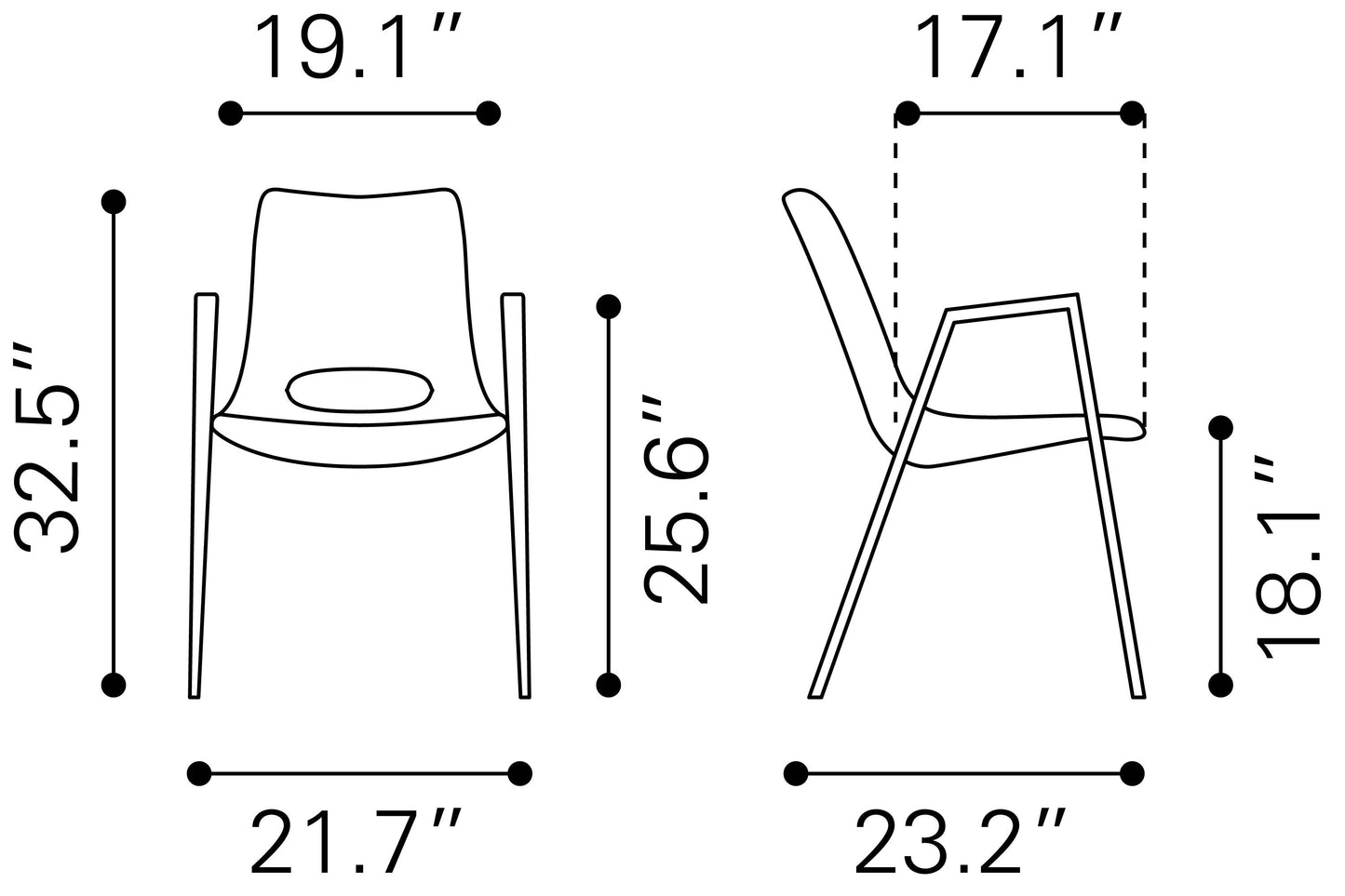 Desi Dining Chair (Set of 2) Azure Gray & Walnut