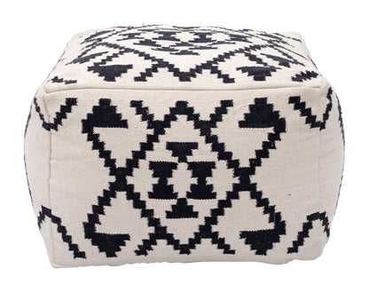 Lizardo Ottoman - Beige & Black Stylish and Versatile Ottoman for Contemporary Living Rooms and Spaces