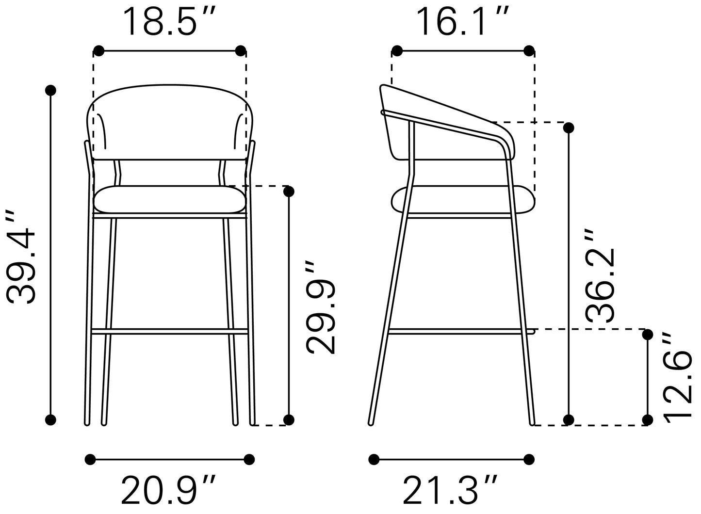 Josephine Barstool (Set of 2) Brown