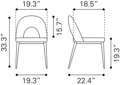 Menlo Dining Chair Set of 2 - Black Stylish and Sleek Upholstered Chairs for Modern Dining Rooms