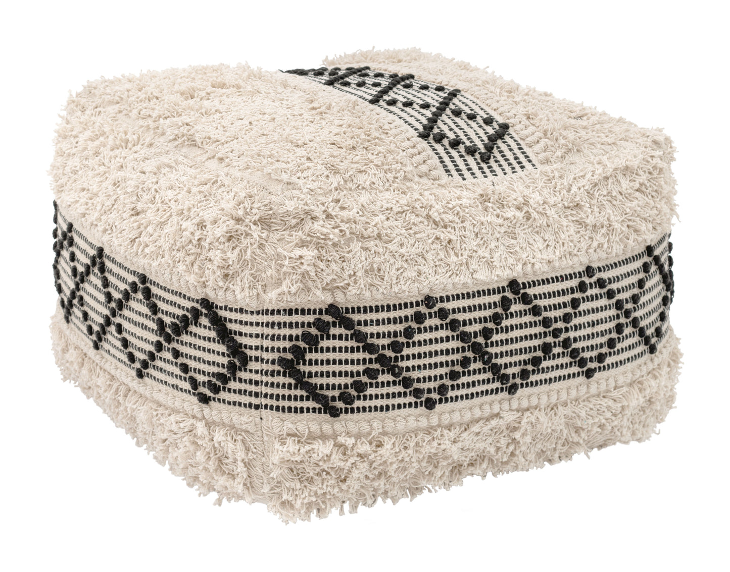 Pisco Ottoman - Beige & Black Stylish and Versatile Ottoman for Contemporary Living Rooms and Spaces