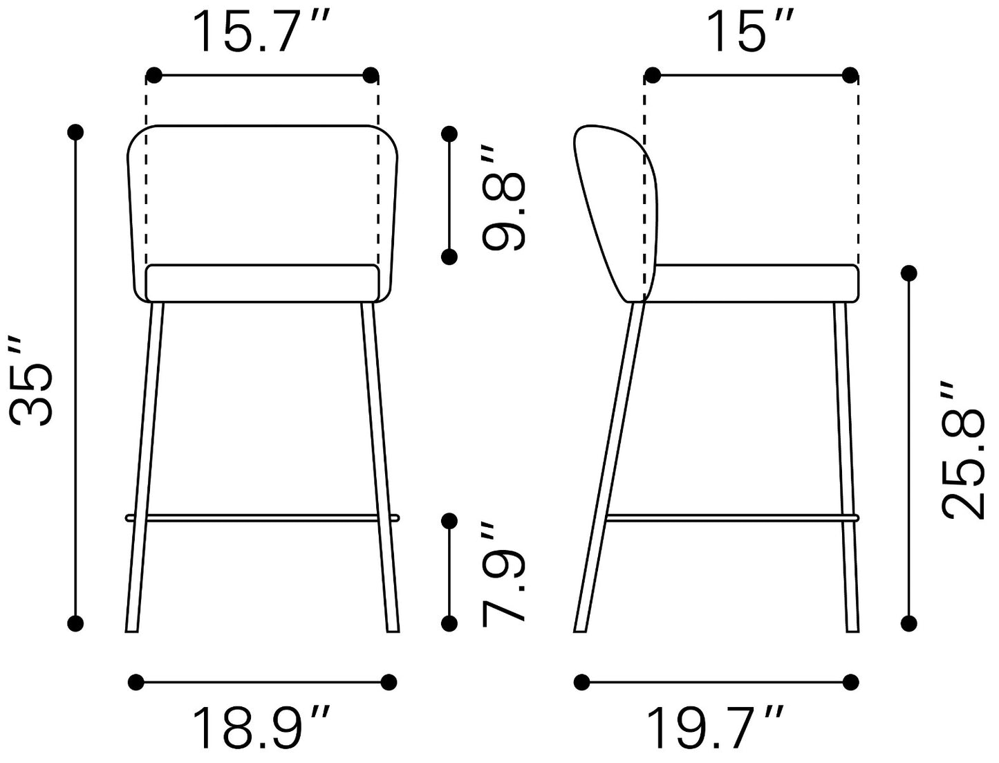 Linz Counter Stool (Set of 2) Gray