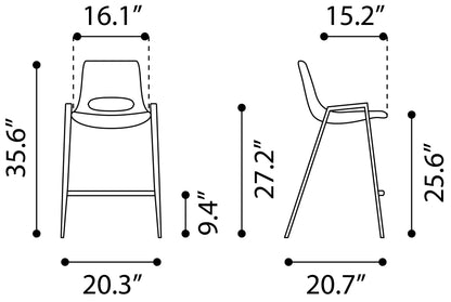 Desi Counter Stool Set of 2 - Sophisticated Brown & Walnut Design for Modern Kitchens and Dining Spaces