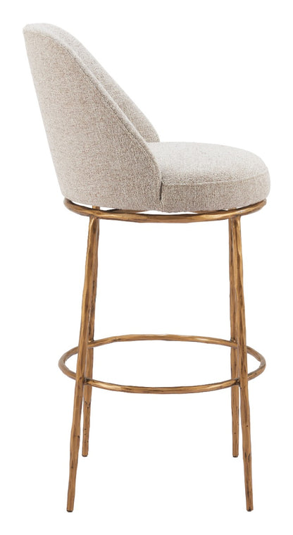 Nordhavn Swivel Barstool Beige & Gold – Chic Beige & Gold Swivel Barstool for Modern Kitchens or Bars