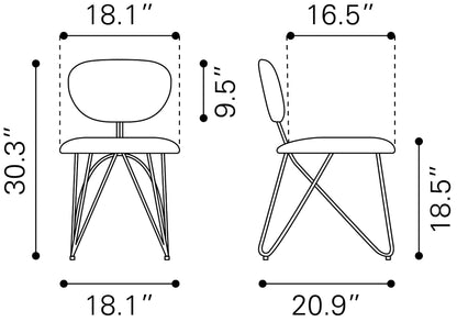 Novi Dining Chair Set of 2 - Maroon Brown Stylish Upholstered Chairs for Elegant Dining Rooms