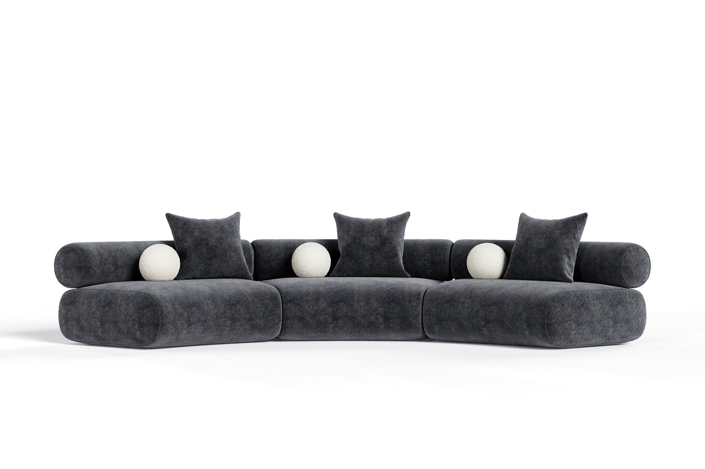 Divani Casa Simpson - Contemporary Dark Grey Curved Modular Sectional Sofa for Modern Living Rooms