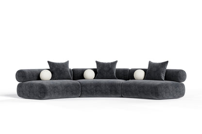Divani Casa Simpson - Contemporary Dark Grey Curved Modular Sectional Sofa for Modern Living Rooms
