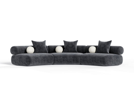 Divani Casa Simpson - Contemporary Dark Grey Curved Modular Sectional Sofa for Modern Living Rooms