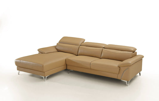 Divani Casa Sura - Modern Camel Leather Left Facing Sectional Sofa