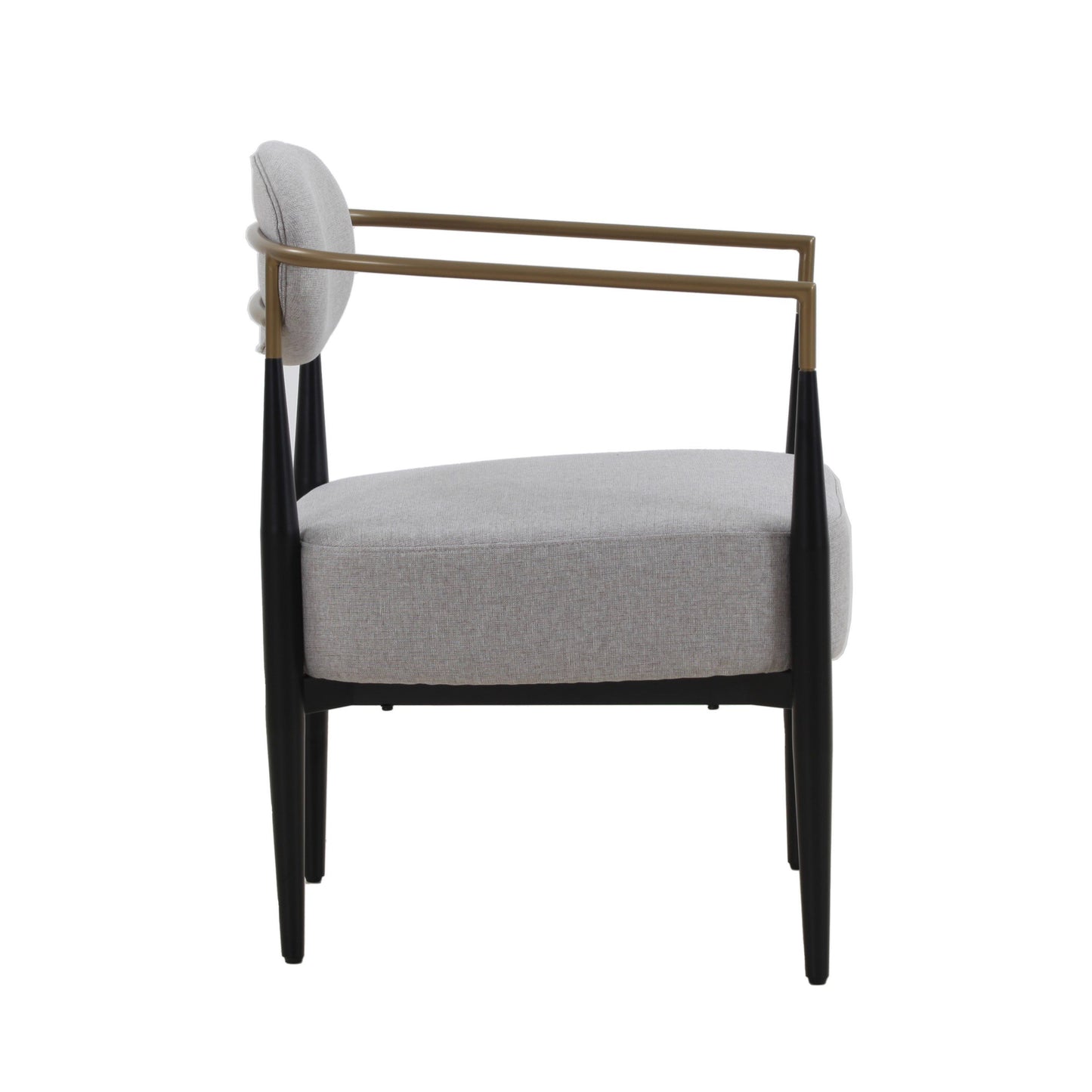 Modrest Liberty - Modern Light Grey Fabric + Black & Gold Dining Chair