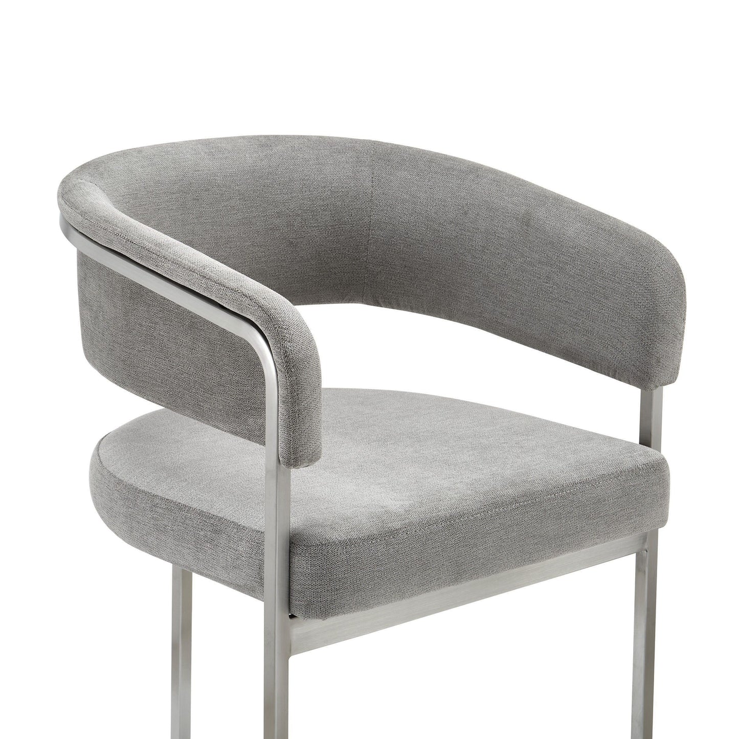 Modrest Sebastian Modern Grey Fabric + Stainless Steel Counter Chair - Stylish and Comfortable Seating for a Contemporary Kitchen or Bar Area
