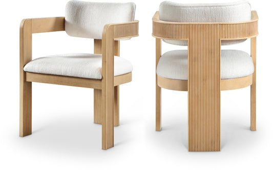 Sacha Linen Textured Fabric Upholstered Dining Chair – Tufted Back, Modern Comfort & Style