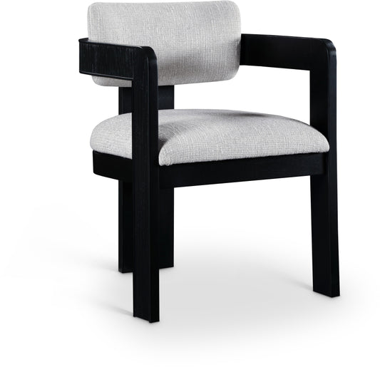 Sacha Linen Textured Fabric Upholstered Dining Chair – Tufted Backrest with Modern Elegance
