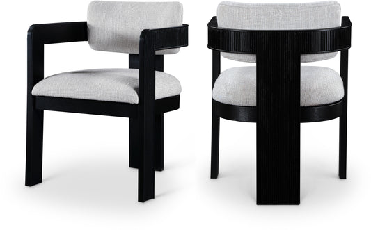 Sacha Linen Textured Fabric Upholstered Dining Chair – Tufted Backrest with Modern Elegance