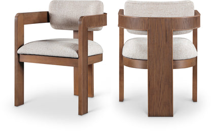 Sacha Linen Textured Fabric Upholstered Dining Chair – Modern Tufted Seat with Stylish Design