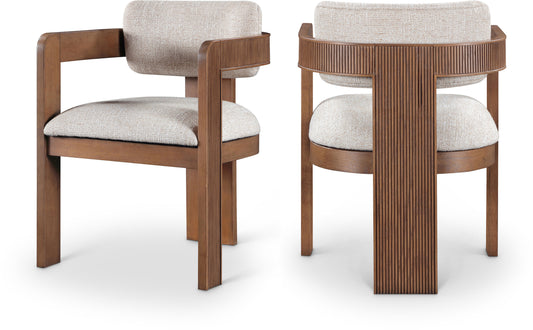 Sacha Linen Textured Fabric Upholstered Dining Chair – Modern Tufted Seat with Stylish Design