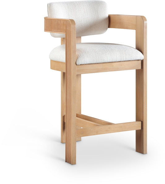 Sacha Linen Textured Fabric Upholstered Counter Stool