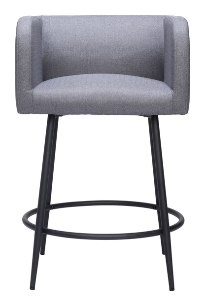 Horbat Counter Stool Set of 2 - Gray Stylish and Comfortable Upholstered Stools for Modern Kitchens and Dining Areas