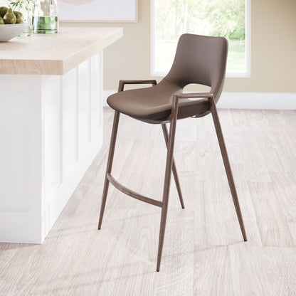 Desi Counter Stool Set of 2 - Sophisticated Brown & Walnut Design for Modern Kitchens and Dining Spaces