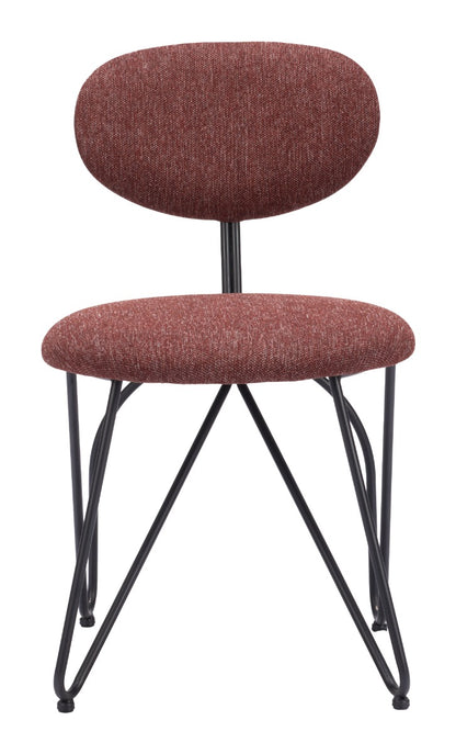 Novi Dining Chair Set of 2 - Maroon Brown Stylish Upholstered Chairs for Elegant Dining Rooms