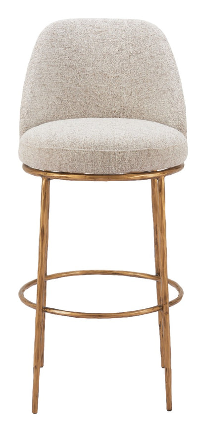 Nordhavn Swivel Barstool Beige & Gold – Chic Beige & Gold Swivel Barstool for Modern Kitchens or Bars