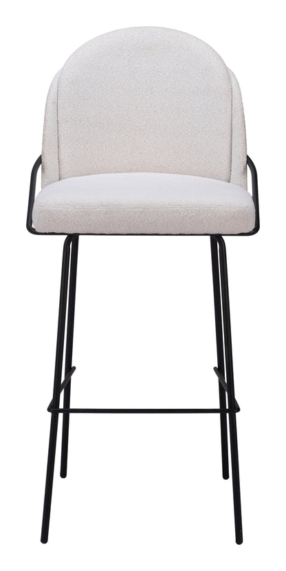 Jambi Barstool Set of 2 - Ivory Elegant and Comfortable Upholstered Barstools for Modern Kitchens and Bars