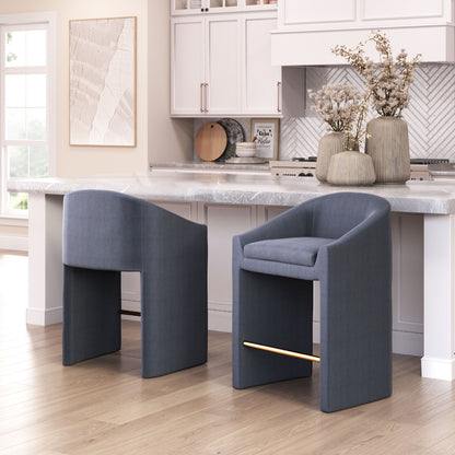 Emas Counter Stool - Midnight Gray Sleek and Stylish Upholstered Stool for Modern Kitchens and Dining Spaces