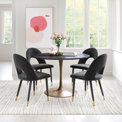Menlo Dining Chair Set of 2 - Black Stylish and Sleek Upholstered Chairs for Modern Dining Rooms