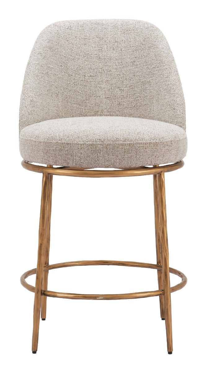 Nordhavn Swivel Counter Stool Beige & Gold