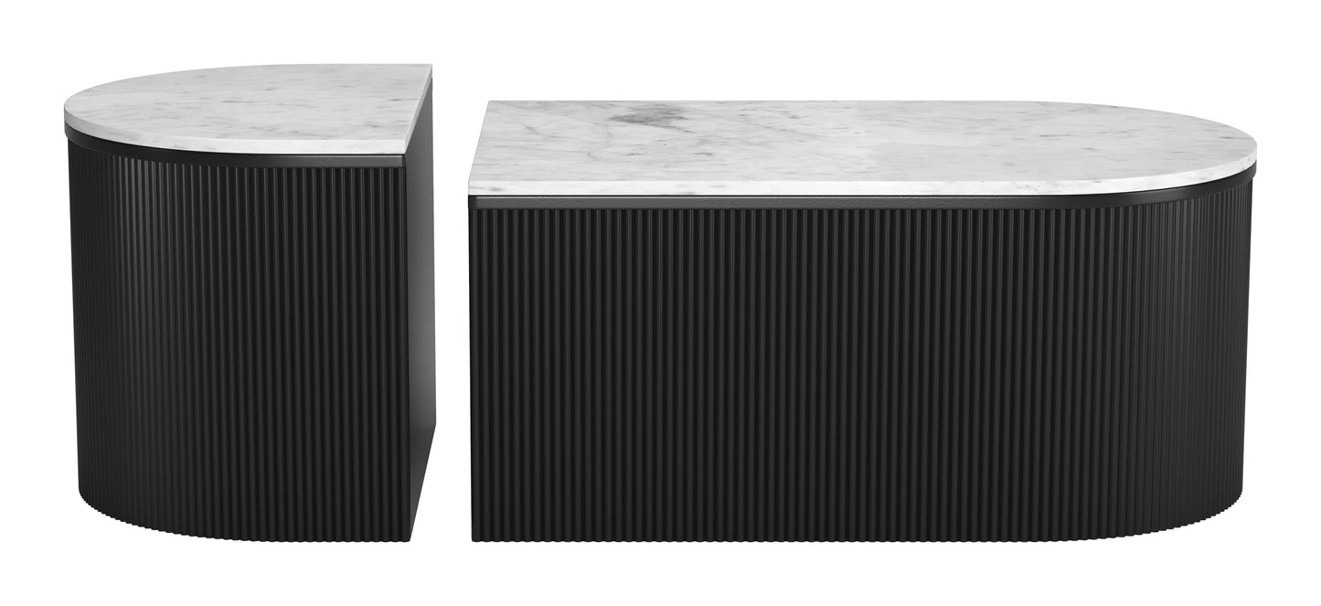 Ormara Coffee Table Set (2-Piece) - White & Black Sleek and Modern Coffee Tables for Contemporary Living Spaces