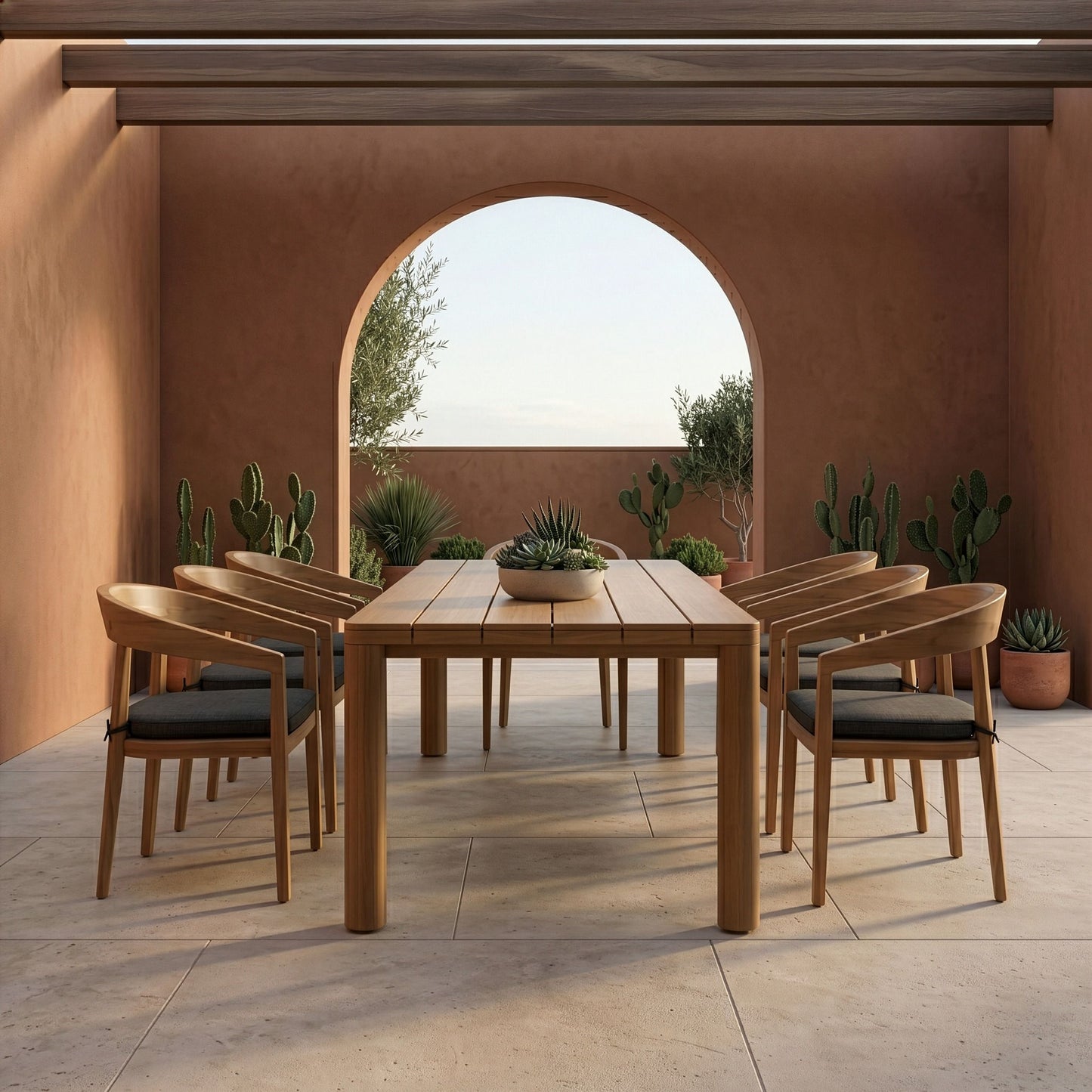 Evora Outdoor Eucalyptus Dining Table with 8 Sintra Chairs