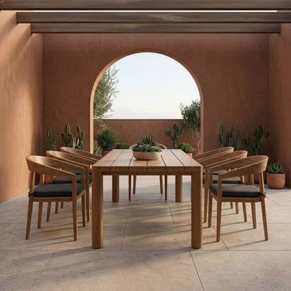 Evora Outdoor Eucalyptus Dining Table with 8 Sintra Chairs