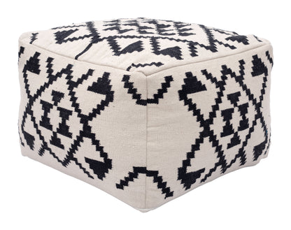 Lizardo Ottoman - Beige & Black Stylish and Versatile Ottoman for Contemporary Living Rooms and Spaces