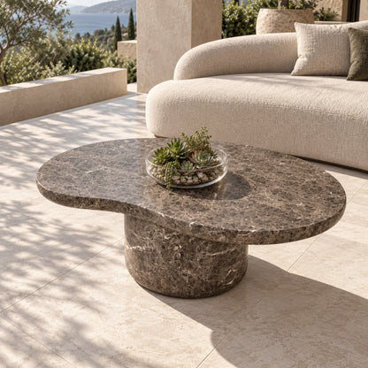 Kazbek Modern Faux Marble Concrete Coffee Table