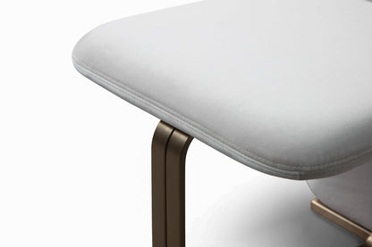 Modrest Tasha Modern Light Beige Grey Velvet and Brushed Brass Dining Chair Set of 2 for a Stylish and Elegant Dining Experience