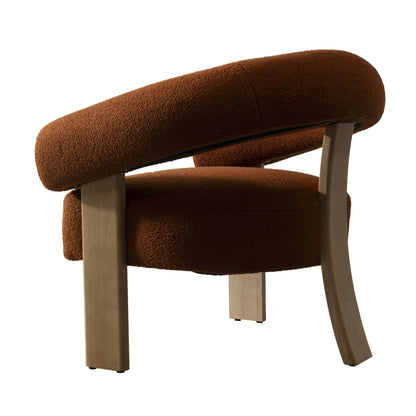 Modrest Nocona Modern Rust Fabric and Wood Accent Chair – A Perfect Blend of Bold Design and Cozy Comfort