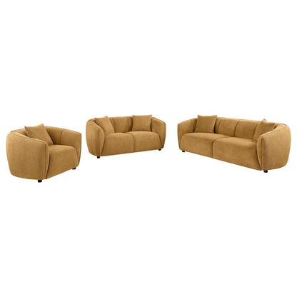 Aleisha 3 Piece Mustard Yellow Chenille Upholstered Sofa Set