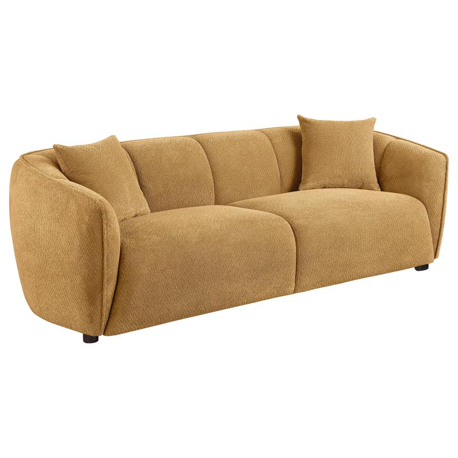 Aleisha 3 Piece Mustard Yellow Chenille Upholstered Sofa Set