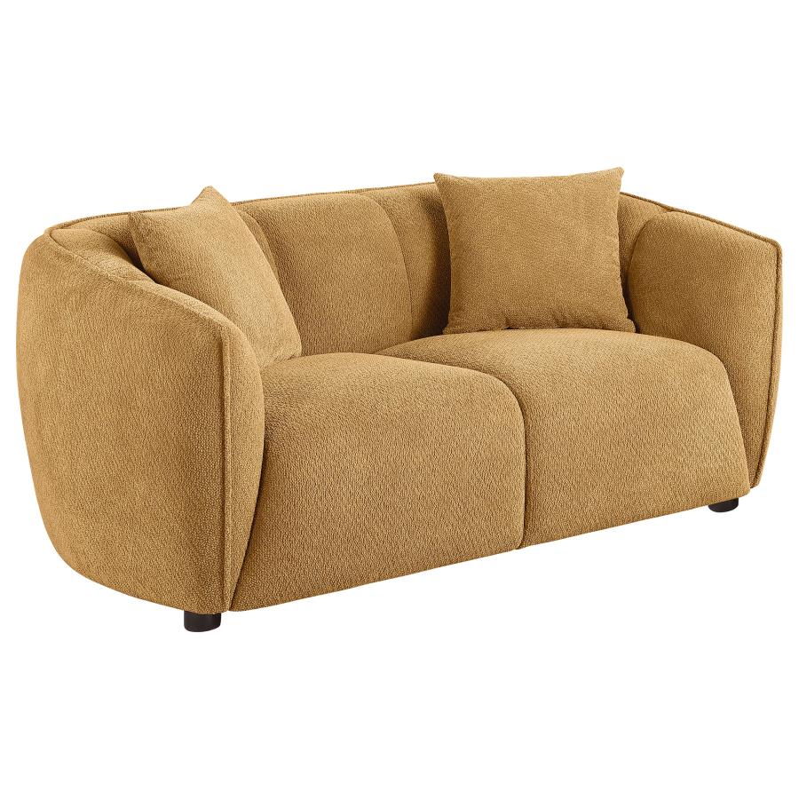 Aleisha 3 Piece Mustard Yellow Chenille Upholstered Sofa Set
