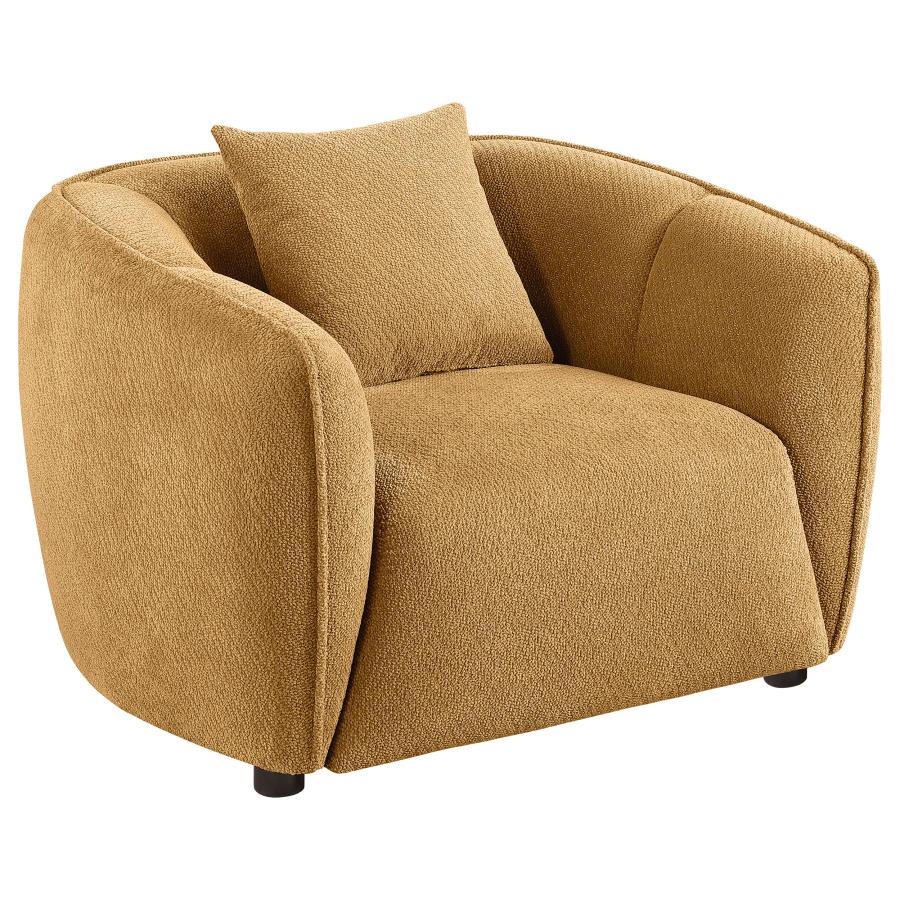 Aleisha 3 Piece Mustard Yellow Chenille Upholstered Sofa Set